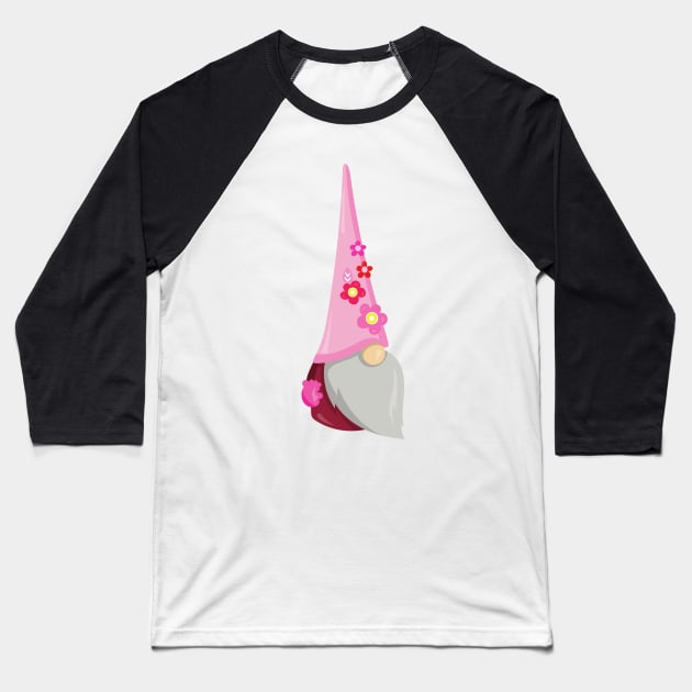 Spring Gnome, Garden Gnome, Cute Gnome, Flowers Baseball T-Shirt by Jelena Dunčević
